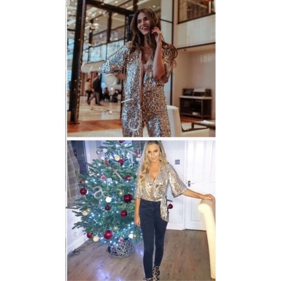 Blogger Favorite Zara NYC Night Fever Sequin Wrap Bolero Jacket Blouse - Picture 4 of 9